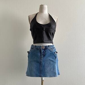 handmade brown leather corset halter crop top